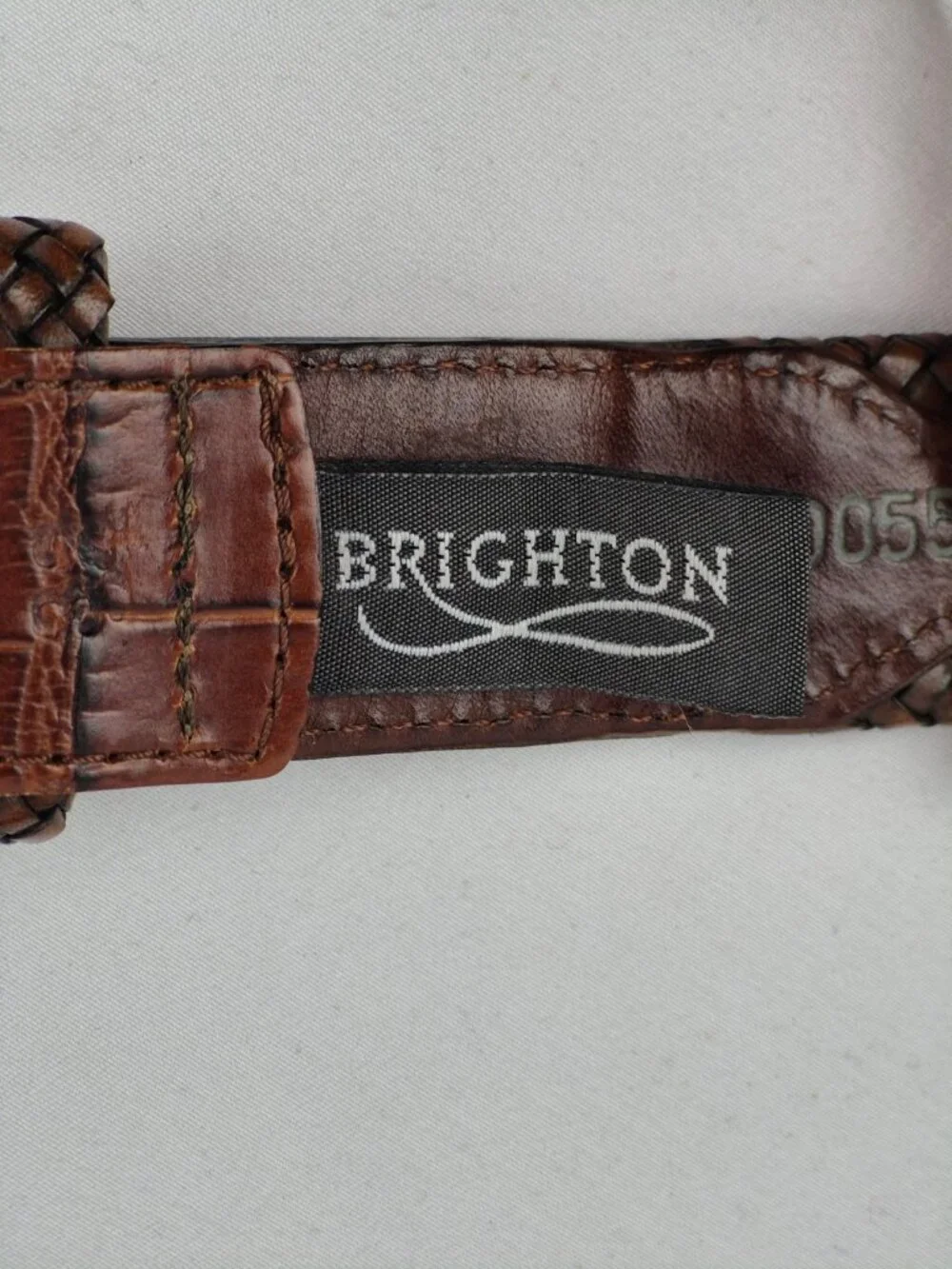 Brighton Braided Two Tone Leather Belt with Moc Croc Accents